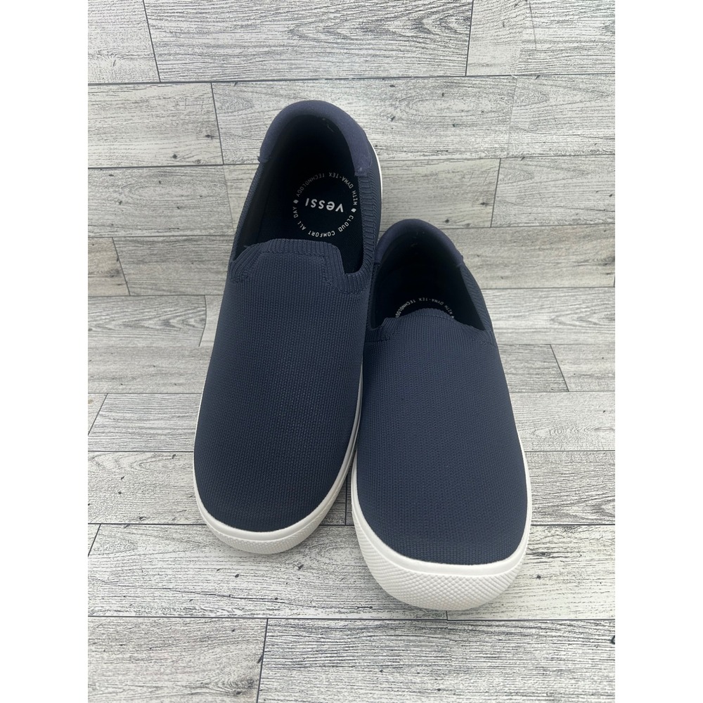 Vessi Boardwalk Slip-On Waterproof Knit Sneakers Navy Blue Women Sz 9